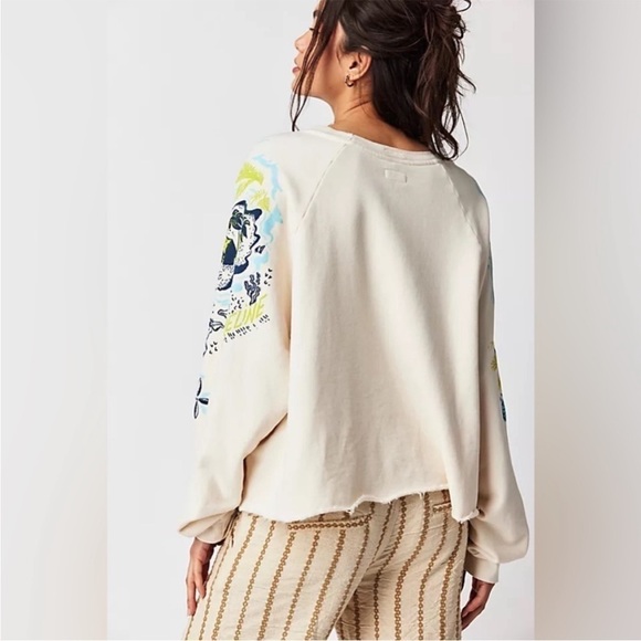 MOTHER x Free People XS The Boost Crop Cut Off Top Soft sweatshirt oversized - Picture 2 of 9